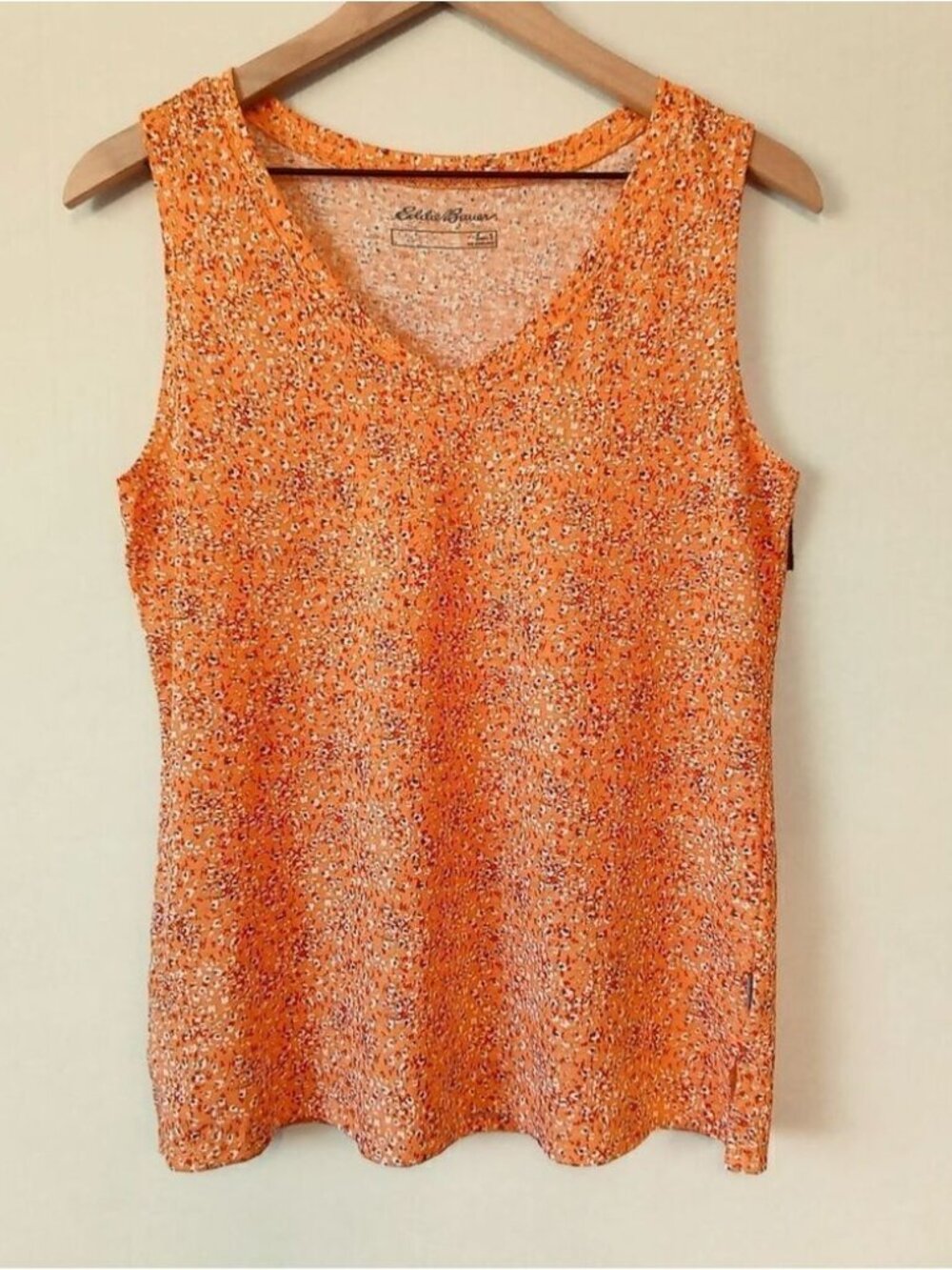 Sleeveless Tank  Orange Print  Sz S